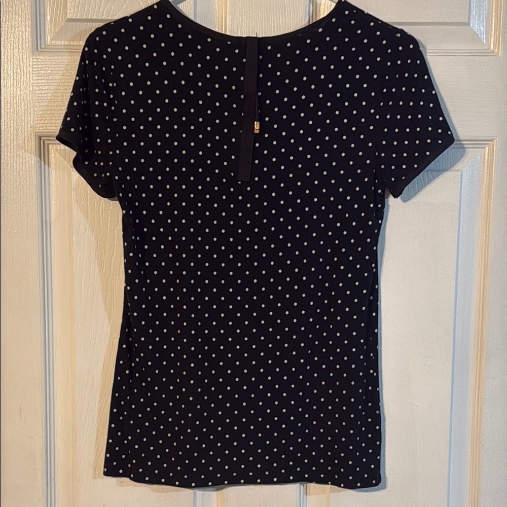 Ann Taylor Black & White Polka Dot Fitted Short Sleeve Tee - Picture 3 of 5